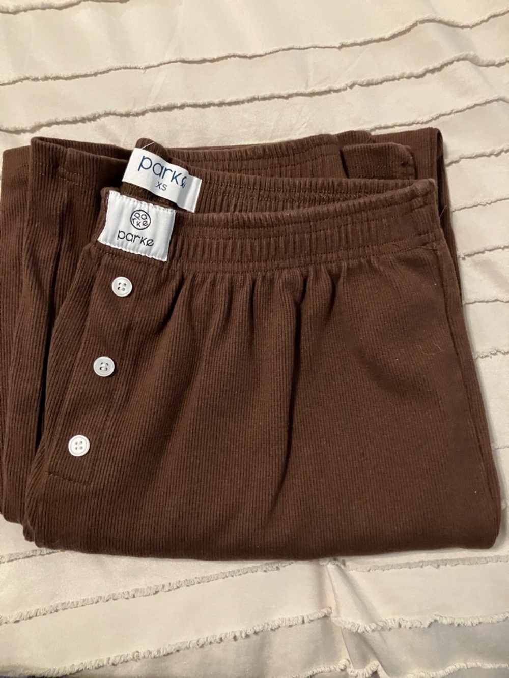 Parke XS Chocolate Brown Ribbed Pants